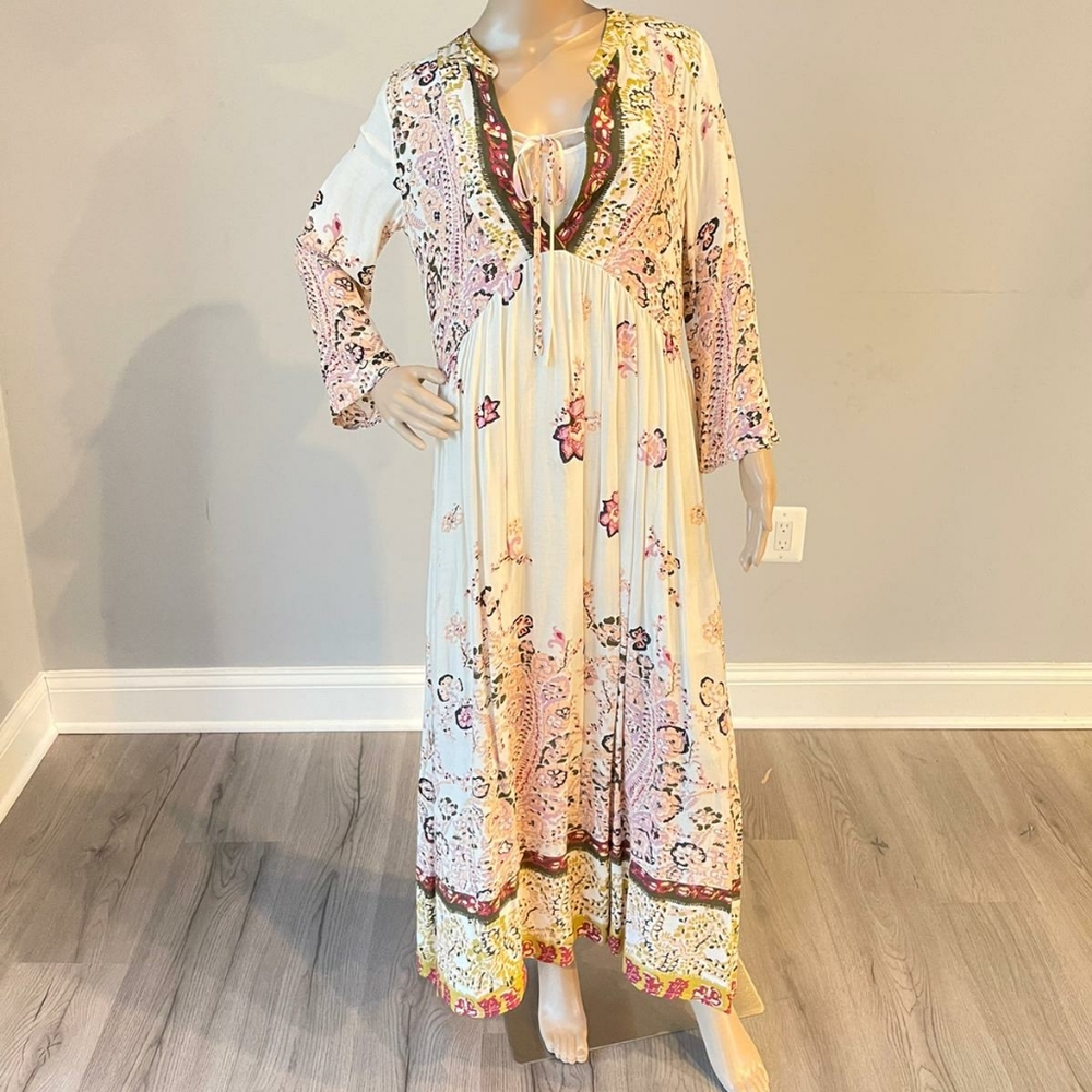 Free People Boho chic long sleeve maxi dress